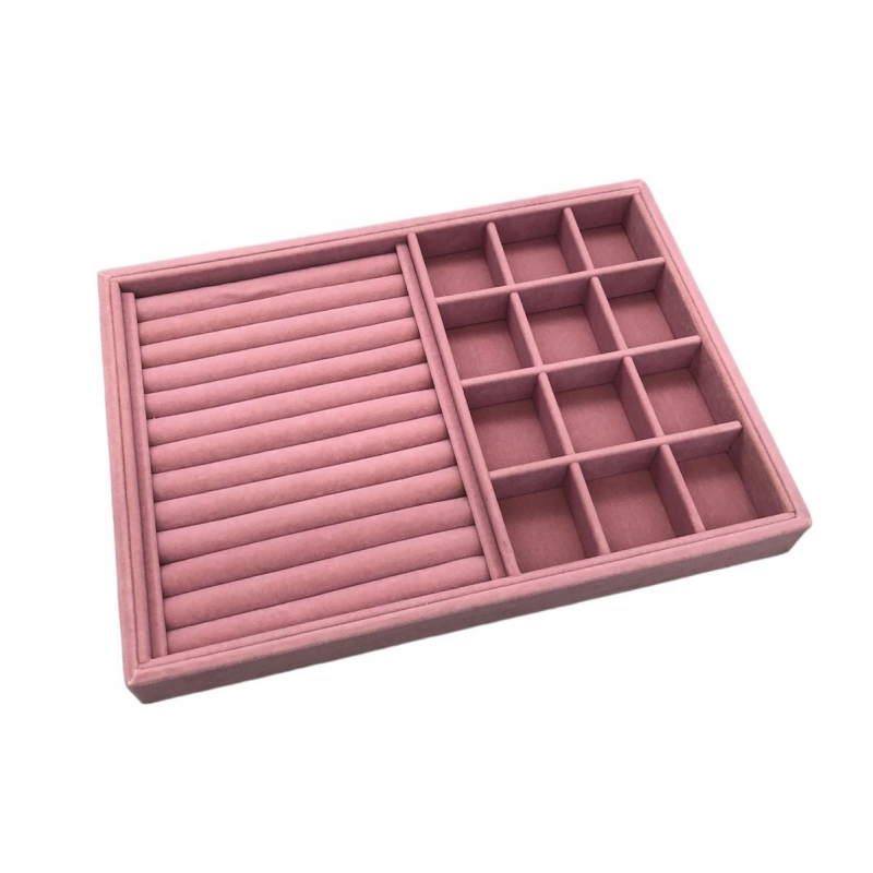 YENİ SÜET PEMBE SOSİSLİ-BÖLMELİ TAKI KUTUSU (AYDINDECOR)